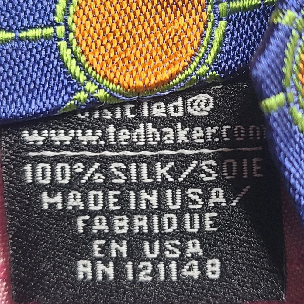 Ted Baker London Archive Silk Tie Blue Orange Sunburt Made in USA Mens Necktie